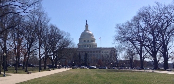 Capitol building under cold clear blue skies