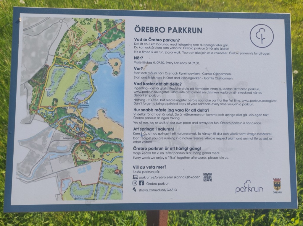 Sign explaining parkrun and showing the route.